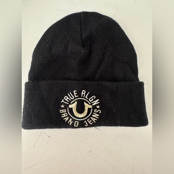 True Religion Beanie Hat Scully Toboggin Black - Picture 1 of 3